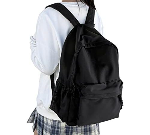 Lightweight Backpack for Women School Book Bag Waterproof Casual Backpack for Men Laptop Bag Travel Daypack for Sports (Black)