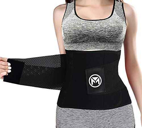 Moolida Waist Trainer Belt for Women Waist Trimmer Weight Loss Workout Fitness Back Support Belt (Large, Black)