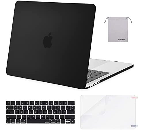 MOSISO Compatible with MacBook Pro 13 inch Case M2 2022,2021,2020-2016 Release A2338 M1 A2289 A2251 A2159 A1989 A1706 A1708,Plastic Hard Case&Keyboard Skin&Screen Protector&Storage Bag,Black