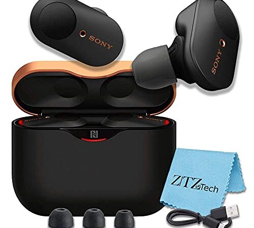 Sony WF-1000XM3 Industry Leading Noise Canceling Truly Wireless Earbuds, Black + ZeeTech Cloth