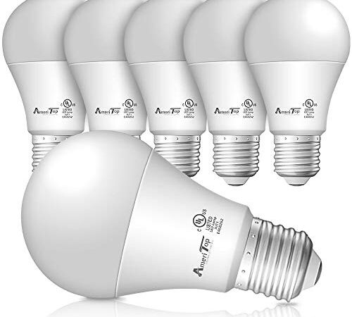 A19 LED Light Bulbs- 6 Pack, AmeriTop Efficient 9W(60W Equivalent) 830 Lumens General Lighting Bulbs, UL Listed, Non-Dimmable, E26 Standard Base (3000K Warm White)