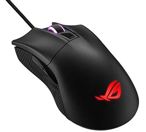 ASUS ROG Gladius II Core Wired USB Optical Ergonomic FPS Gaming Mouse featuring Aura Sync RGB, 6200 DPI Optical, 30G Acceleration, 220 IPS sensors and swappable switches