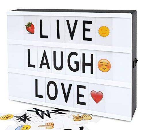 Cinema Light Box with 190 Letters Numbers and Symbols , A4 size DIY LED Letter Lamp for Home Decor, Photoshoots, Birthday Party