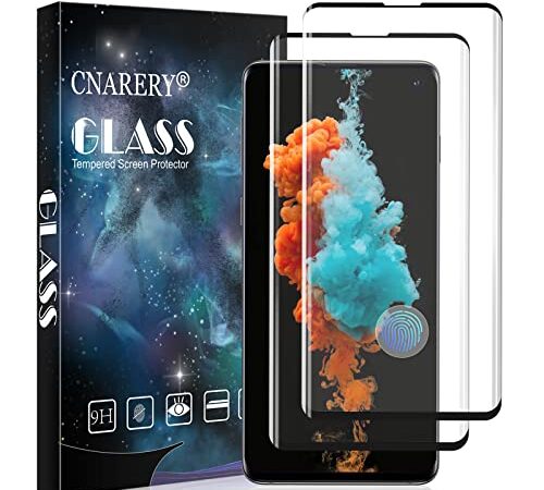 Cnarery Tempered Glass Screen Protector for Samsung Galaxy S10, [2 Pack] Support Fingerprint Protective Films for Samsung S10[Easy Installation] [Bubble Free]