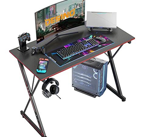 DESINO Gaming Desk 32 Inch PC Computer Desk, Home Office Desk Table Gamer Workstation, Simple Game Table, Black