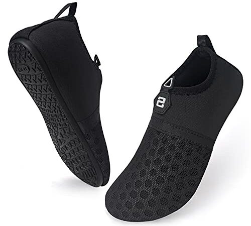 ENSTORE Water Shoes,Men/Women Quick Drying Shoes,Summer Outdoor Sports Soft Socks,Yoga Windsurfing Beach Volleyball (Black Stitching)