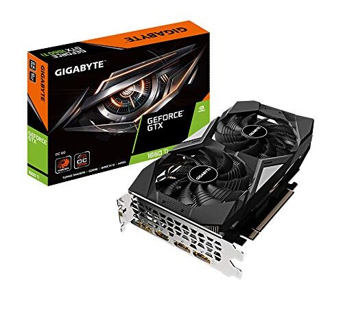 GIGABYTE GeForce GTX 1660 Ti OC 6G 192-bit GDDR6 DisplayPort 1.4 HDMI 2.0B with Windforce 2X Cooling System Graphic Cards