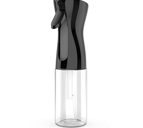 Hair Spray Bottle,GeeRic 200ml Continuous Water Mister Spray Bottle Empty Fine Mist Salon Hairdressing Spray Bottle for Curly Hair Styling, Plants, Pets, Home Clean 7.05oz/200ml Black Transparent