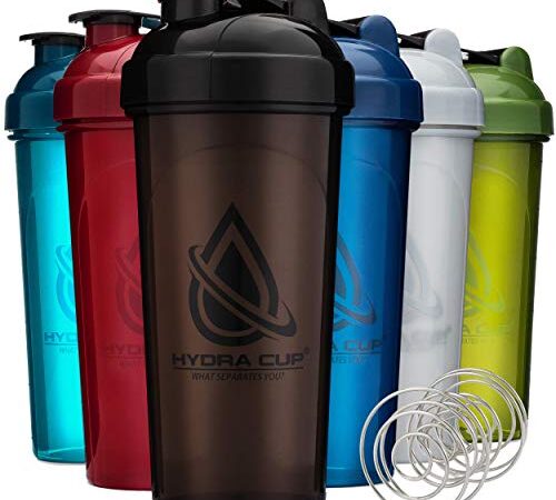 Hydra Cup [6 Pack] 28-Ounce Shaker Bottles with Wire Whisk Balls, Shaker Cup Blender for Protein Mixes, Six Color Set