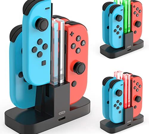 Joycon Charging Dock, [New Version] Diyife Switch Controller Charger, Switch Charging Dock, Controller Charger for Nintendo Switch, 4 in 1 Joy con Charger Station with LED Indicator