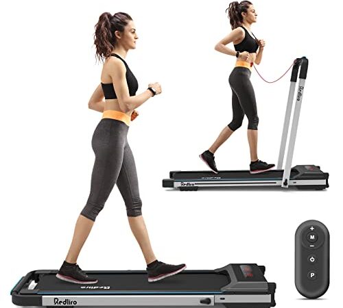 REDLIRO Under Desk Treadmill 2 in 1 Walking Machine Portable Space Saving Fitness Motorized Folding Treadmill Electric for Home Office Workout Indoor Exercise Machine Physical Training