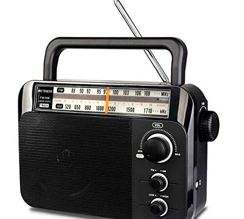 Retekess TR604 Radio AM FM, Portable Transistor Radio Powered by AC or D Battery, Old School Radios with Large Knob and Dial, Ideal for Home and Senior