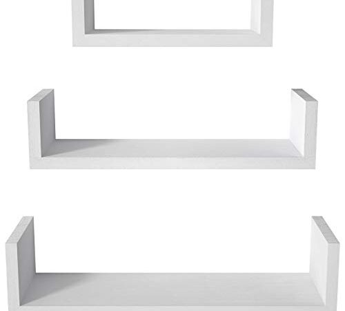 SRIWATANA Floating Shelves Wall Mounted, Solid Wood Wall Shelves, White