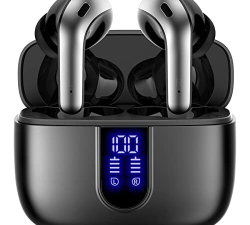 TAGRY Bluetooth Headphones 60H Playback True Wireless Earbuds LED Power Display Earphones with Wireless Charging Case IPX5 Waterproof in-Ear Earbuds with Mic for TV Smart Phone Laptop Sports