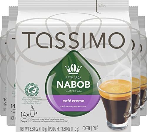 Tassimo Nabob Café Crema Coffee Single Serve T-Discs, 110g (5 Boxes of 14 T-Discs)