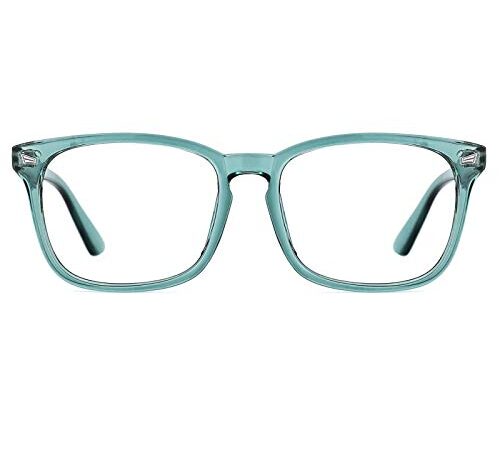 TIJN Blue Light Blocking Glasses for Women Men Clear Frame Square Nerd Eyeglasses Anti Blue Ray Computer Screen Glasses (SeaGreen)