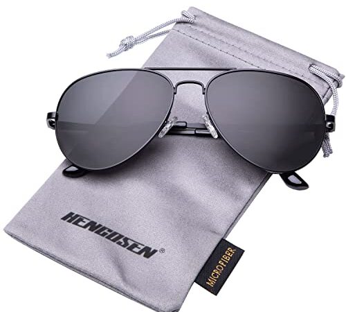 Upgraded Aviator Sunglasses for Men and Women Police Polarized Sun glasses Gradient Lens Military Pilot Style with UV 400 Protection (Black/Grey)