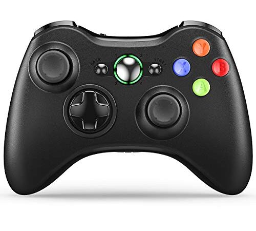 VOYEE Wireless Controller Compatible with Microsoft Xbox 360 & Slim with Upgraded Joystick/Dual Shock (Black)