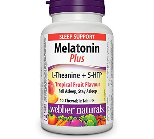 Webber Naturals Melatonin Plus, 1.5 mg of Melatonin with L-Theanine & 5-HTP, 40 Chewable Tablets, For Sleep Support, Vegan