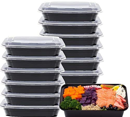 15 Pack 28 oz Plastic Meal Prep Containers with Lids, Leakproof Rectangular Food Storage Container Box for Restaurant, Kitchen, Takeout Food Service Disposables, Freezer/Microwave/Dishwasher Safe