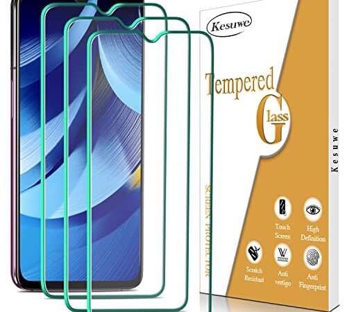 [3-Pack] Kesuwe Screen Protector For OnePlus 6T, OnePlus 6T McLaren, OnePlus 7 Tempered Glass, 9H Hardness, Anti-Scratch, Bubble-Free, Easy to install