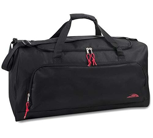 55 Liter, 24 Inch Lightweight Canvas Duffle Bags for Men & Women for Traveling, The Gym, and as Sports Equipment Bag (Black)