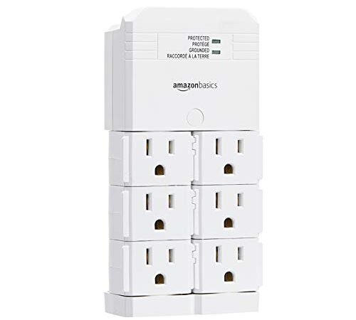 Amazon Basics Rotating 6-Outlet Surge Protector Wall Mount, 1080 Joules