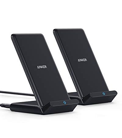 Anker Wireless Charger, 2 Pack 313 Wireless Charger (Stand), Qi-Certified for iPhone 12, 12 Pro Max, SE, 11, 11 Pro, 11 Pro Max, XR, XS Max, 10W Fast-Charging Galaxy S20, S10 (No AC Adapter)