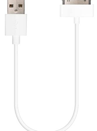 [Apple MFi Certified] HomeSpot Sync & Charge 30 pin Cable 8" (20cm) Compatible with iPhone 4, iPhone 4S, iPad 1/2/3, iPod touch, iPod nano (1 Pack - White)