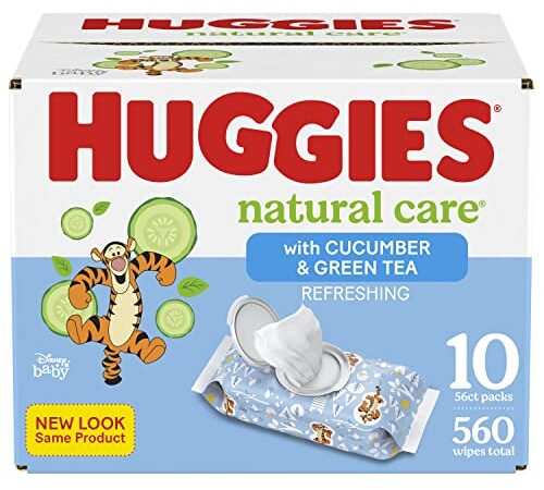 Baby Wipes, Huggies Natural Care Refreshing, SCENTED, Hypoallergenic, 10 Flip-Top Packs, 560 Count