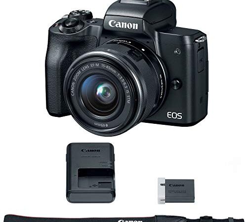 Canon EOS M50 Mirrorless Digital Camera (Black) with 15-45mm STM Lens Kit with Premium Accessory