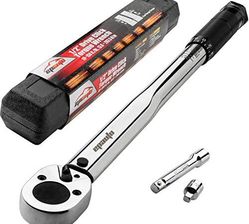 EPAuto 1/2-inch Drive Click Torque Wrench, 10~150 ft./lb, 13.6~203.5 N/m with 3/8" Drive Reducer