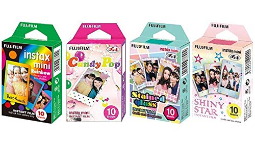 Fujifilm InstaX Mini Instant Film Rainbow & Staind Glass & Candy Pop & Shiny Star Film -10 Sheets X 4 Assort Value Set