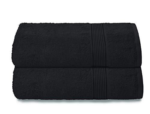 GLAMBURG Cotton 2 Pack Oversized Bath Towel Set 28x55 inches, Large Bath Towels, Ultra Absorbant Compact Quickdry & Lightweight Towel, Ideal for Gym Travel Camp Pool - Black