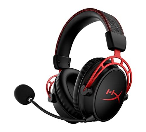 HyperX Cloud Alpha Wireless - Gaming Headset for PC, 300-hour Battery Life, DTS Headphone:X Spatial Audio, Memory Foam, Dual Chamber Drivers, Durable Aluminum Frame, Black/Red