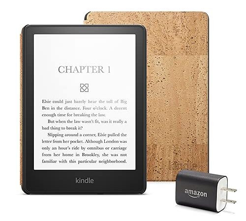 Kindle Paperwhite Essentials Bundle including Kindle Paperwhite 8GB - Wifi, Amazon Cork Cover, and Power Adapter