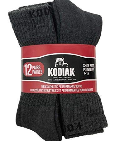 Kodiak Men Athletic Performance Socks 12 Pairs Size 7-13 Navy Grey