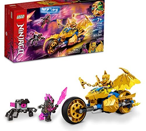 LEGO NINJAGO Jay’s Golden Dragon Motorbike 71768 Ninja Building Toy Set for Boys, Girls, and Kids Ages 7+ (137 Pieces)