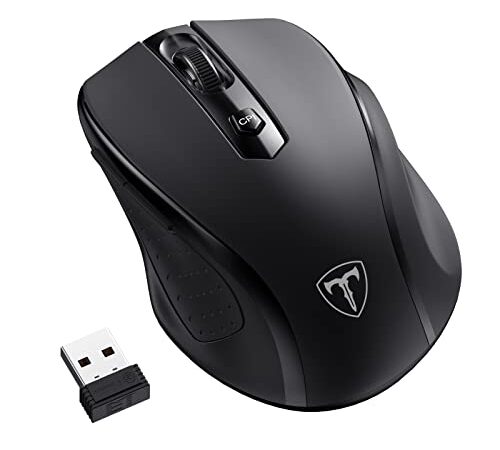 LODVIE Wireless Mouse for Laptop,2400 DPI Wireless Computer Mouse with 6 Buttons,2.4G Ergonomic USB Cordless Mouse,15 Months Battery Life Mouse for Laptop PC Mac Computer Chromebook MacBook-Black