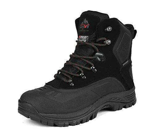 NORTIV 8 Men's Winter Snow Boots 180411 Waterproof Black Size 10.5 M US