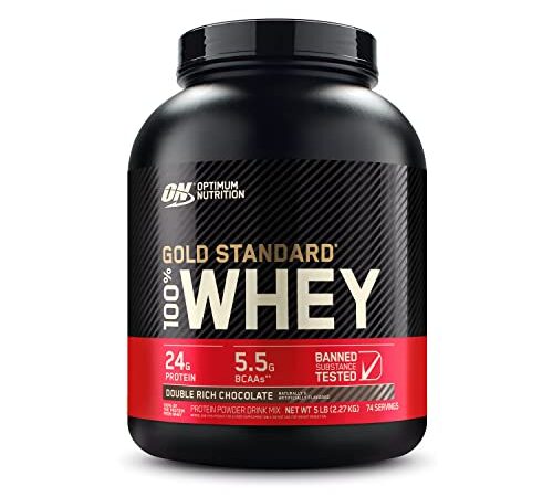 Optimum Nutrition Gold Standard 100% Whey Protein Powder, Double Rich Chocolate, 5 Pound (Packaging May Vary)