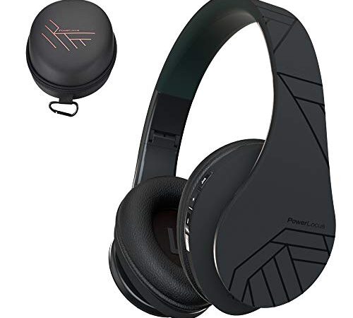 PowerLocus Bluetooth Over-Ear Headphones, Wireless Stereo Foldable Headphones Wireless and Wired Headsets with Built-in Mic, Micro SD/TF, FM for iPhone/Samsung/iPad/PC (Black)