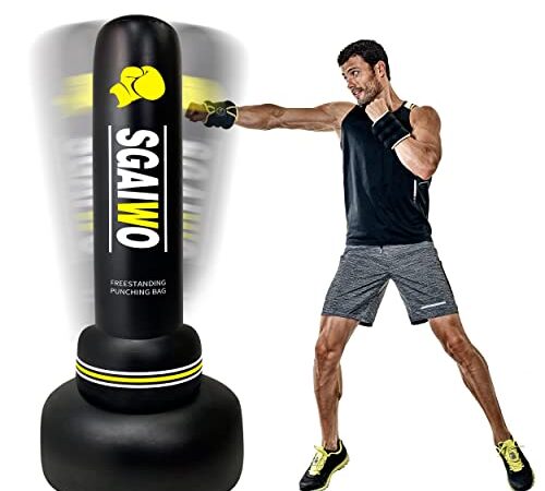 Punching Bag with Stand Adult - 69" Freestanding Heavy Punching Bag for Adults - Men Standing Boxing Equipment Inflatable Kickboxing Bag for Training MMA Muay Thai Fitness