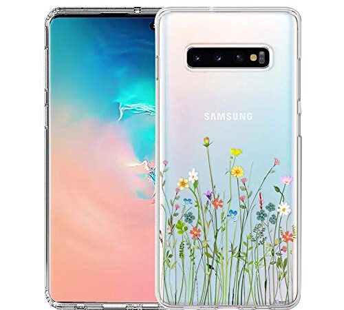 Samsung Galaxy S10 Case, Unov Clear with Design Soft TPU Shock Absorption Slim Embossed Floral Pattern Protective Back Cover for Galaxy S10 6.1in (Flower Bouquet)