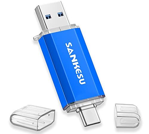 SANKESU 64GB USB Stick 3.0 Flash Drive Type C Cle USB, High Speed USB Drive Photo Stick Memory External Data Storage Clé USB Thumb Drive Compatible with OTG Type C Phone/Tablet/Laptop/PC(Actual Usable Capacity: 58.5GB)