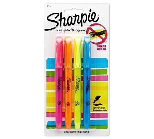 Sharpie 27174/27174PP Pocket Style Highlighters, Chisel Tip, Assorted Colors, 5 Count