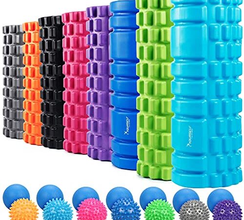 SYOURSELF Foam Roller for Muscle Massage-13" x 5.5", EVA, Trigger Point-Deep Tissue, Myofascial Release, Physical Therapy for Pain Relief, Exercise, Yoga, Pilates+Instructions, Carry Bag(Green)