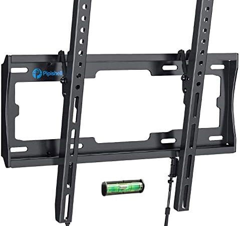 Tilt TV Wall Mount Bracket Low Profile for Most 23-55 Inch LED LCD OLED 4K Flat Curved Screen TVs, 8 Degrees Tilting for Anti-Glaring, Max VESA 400x400mm Holds up to 99lbs Fits 8-16 inch Wood Stud