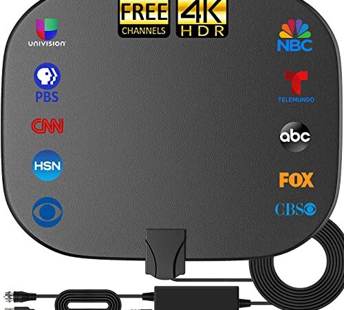 TV Antenna -Amplified HD Indoor Digital TV Antenna Long 250+ Mile Range Antenna Support 4K 1080p Fire Stick and All Television Outdoor Smart HDTV Antenna for Local Channel -17ft Coax Cable