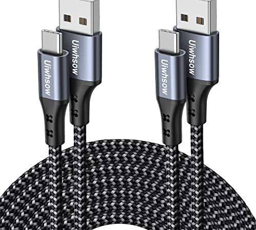 USB C Cable 2Pack 1M 2M, Type C Fast Charging Cable Braided USB C Fast Charger Cord Compatible for Samsung Galaxy S20/ S10 / S9 / S8,Note 10 9 8,Sony Xperia,Huawei P10 P9,MacBook, Moto Z,HTC 10,etc.